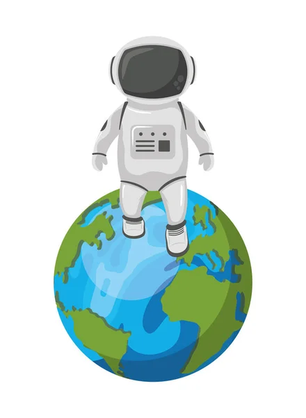 Astronauta andando na terra —  Vetores de Stock