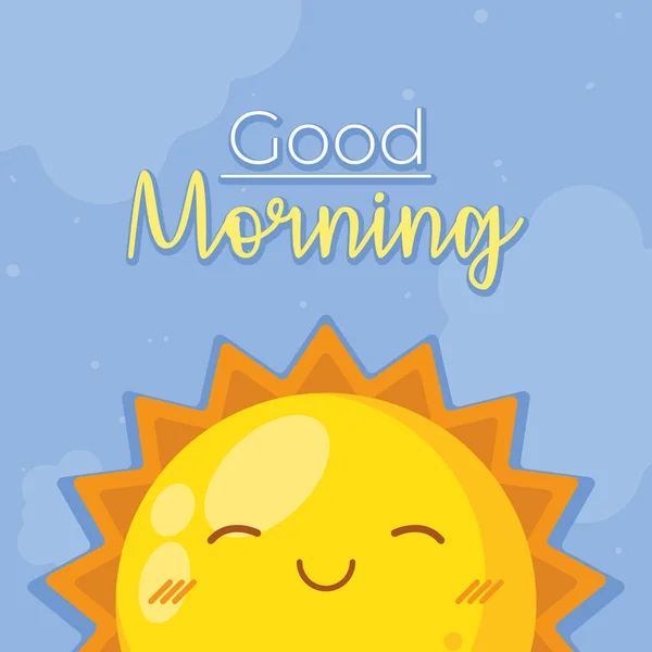 Bonjour lettrage et soleil — Image vectorielle