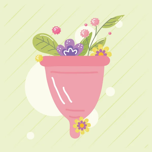 Flowers in menstrual cup — Stock Vector