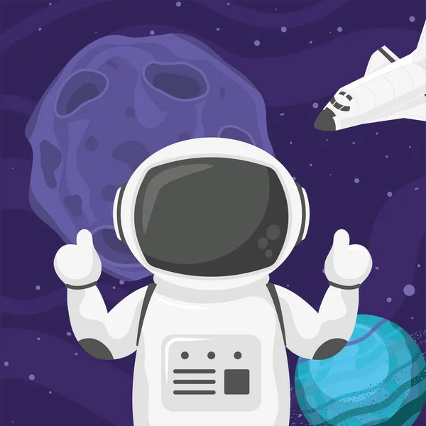 Ruimte schip en astronaut scene — Stockvector