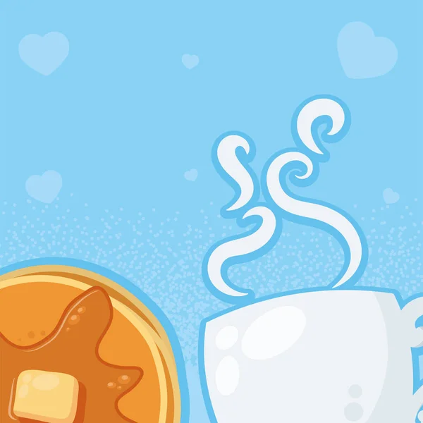Kaffee und Pfannkuchen Frühstück — Stockvektor