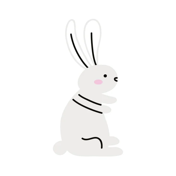 Lindo conejo blanco sentado — Vector de stock