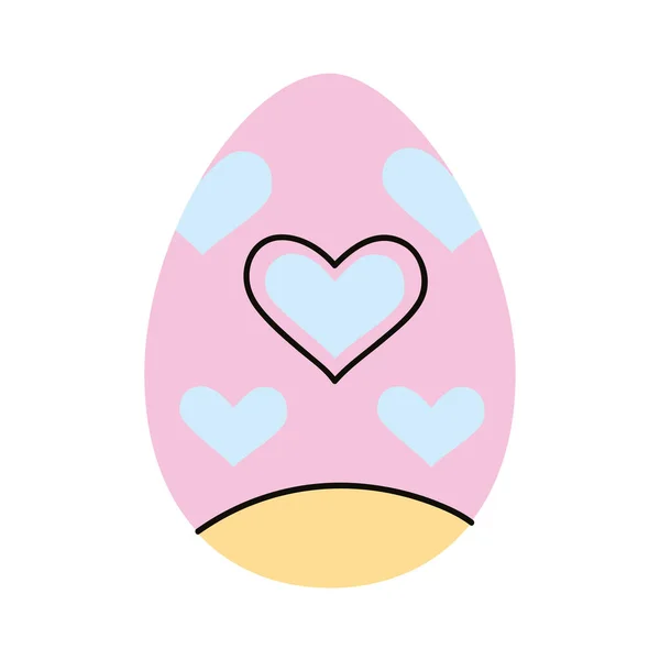 Uovo di Pasqua dipinto con cuori — Vettoriale Stock