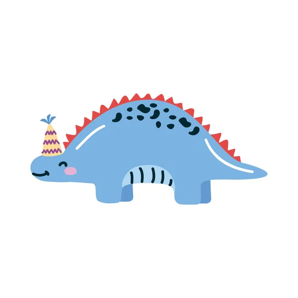 Stegosaurus avec chapeau d'anniversaire — Image vectorielle