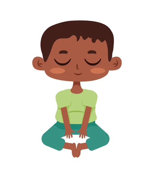 Yoga garçon afro caractère — Image vectorielle