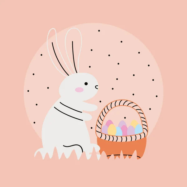 Easter rabbit with eggs — Stock Vector