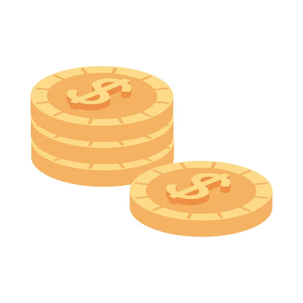 Münzen Dollar isometrisch — Stockvektor