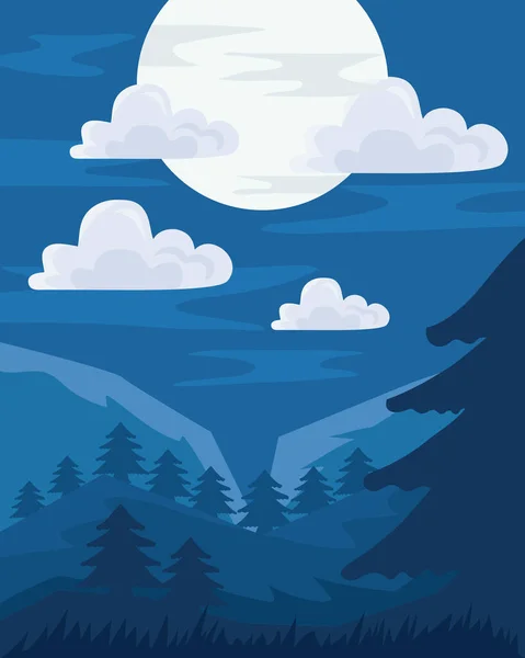 Paysage nocturne forêt — Image vectorielle