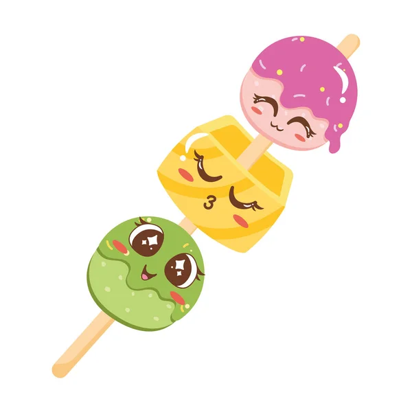 Dango japonais kawaii nourriture — Image vectorielle