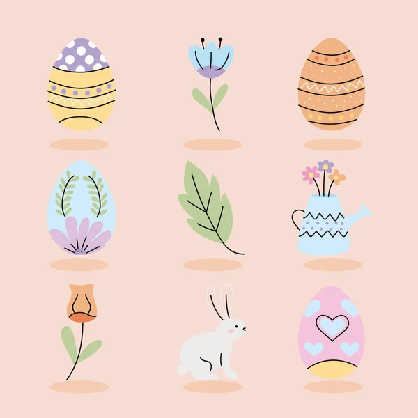 Neuf icônes du jour de Pâques — Image vectorielle