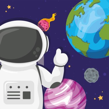 astronot ve gezegenler