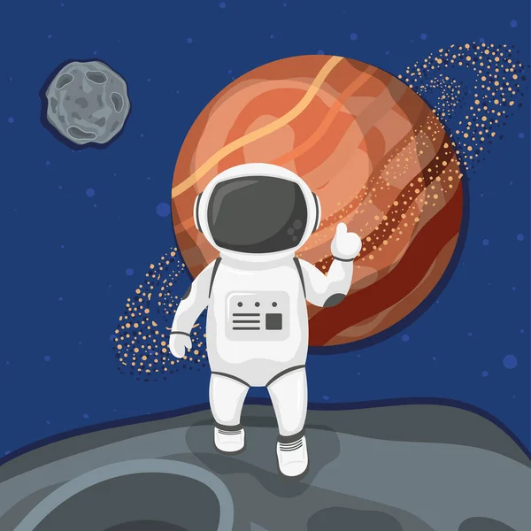 Uzaylı adam uzayda yürüyor — Stok Vektör