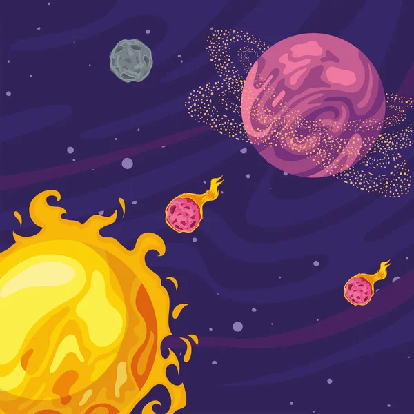 Sol y planetas — Vector de stock