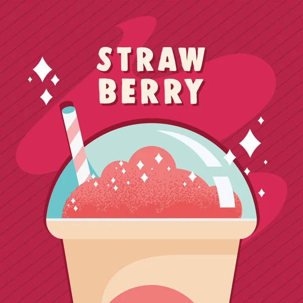 Strawberry flavor bubble milk — Stock Vector