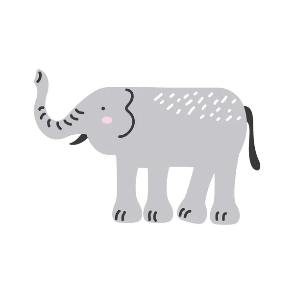 Elefante doodle personaggio — Vettoriale Stock