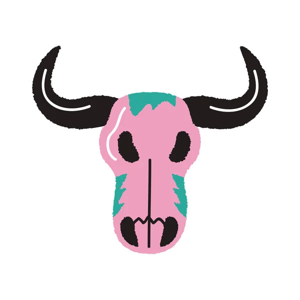Cráneo de toro salvaje oeste — Vector de stock