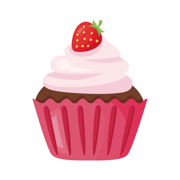Sweet cupcake with strawberry — Stock Vector