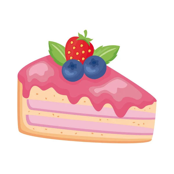 Portion gâteau à la fraise — Image vectorielle