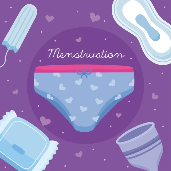 Fem kvinnor menstruation ikoner — Stock vektor