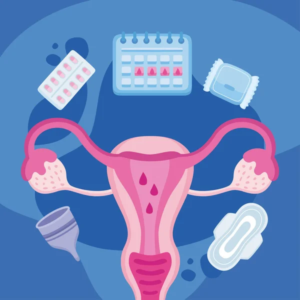 Symbole für Gebärmutter und Menstruation — Stockvektor