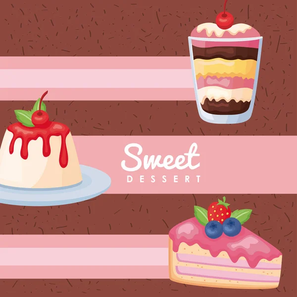 Открытка с сладким десертом — стоковый вектор