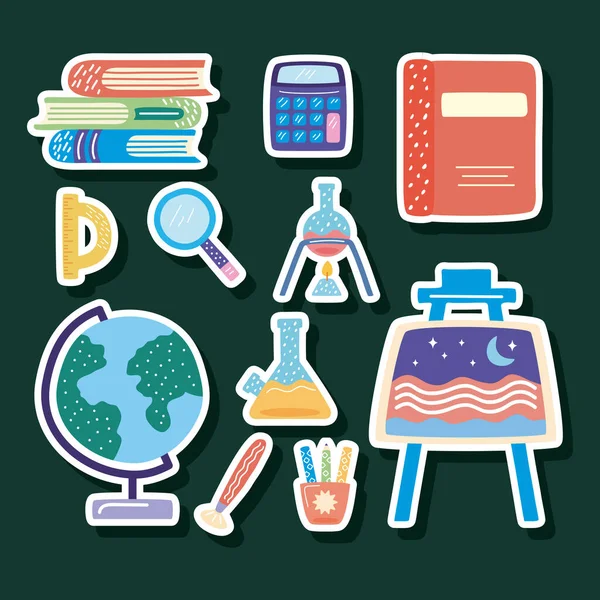 Jedenáct ikon předmětu školy — Stockový vektor