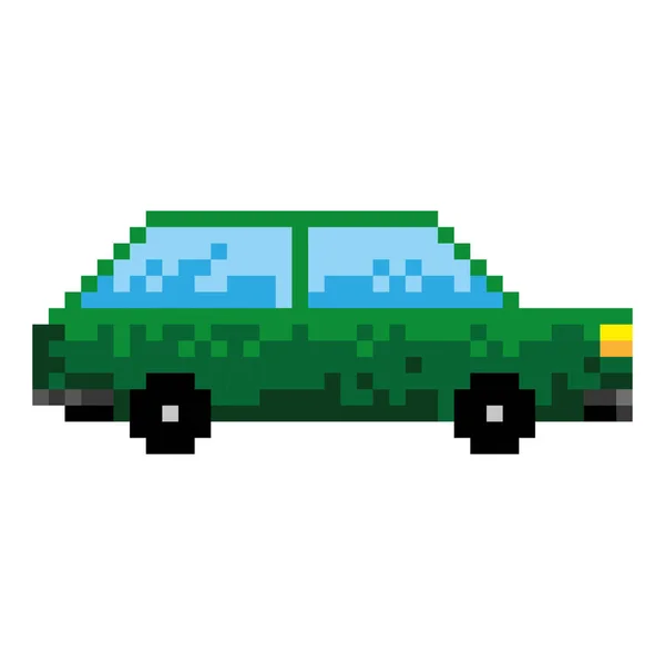 Green car pixelated — Stock Vector