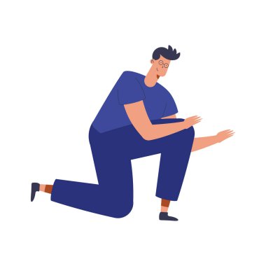 Erkek terapist diz çöktü.