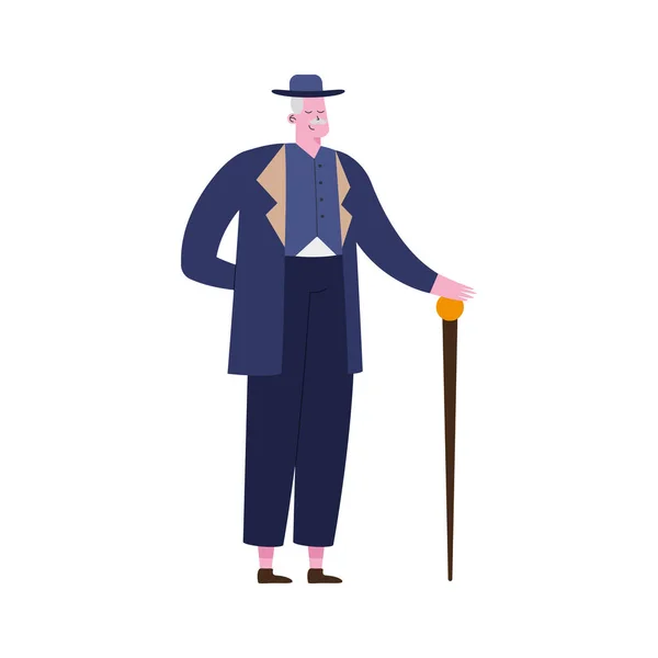 Cavalheiro elegante com cana — Vetor de Stock