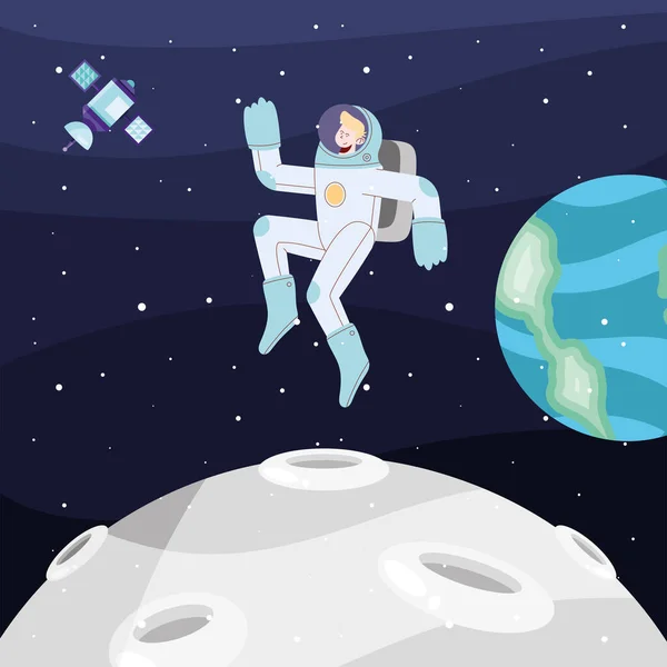Astronaut och måne — Stock vektor