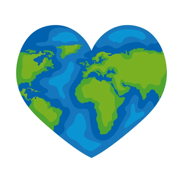 Heart shaped planet earth — Stock Vector