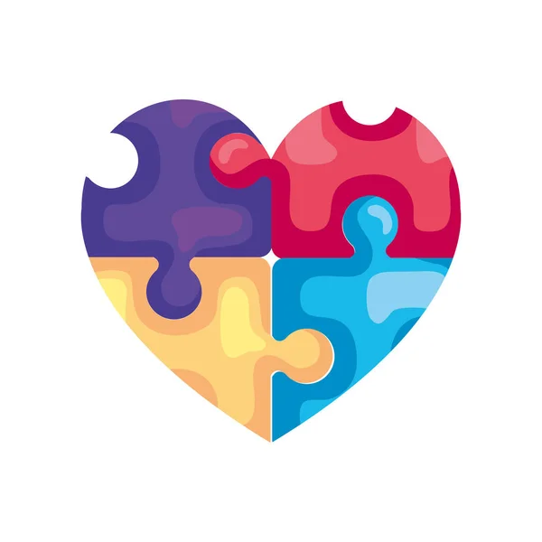 Pezzi puzzle cuore colorato — Vettoriale Stock