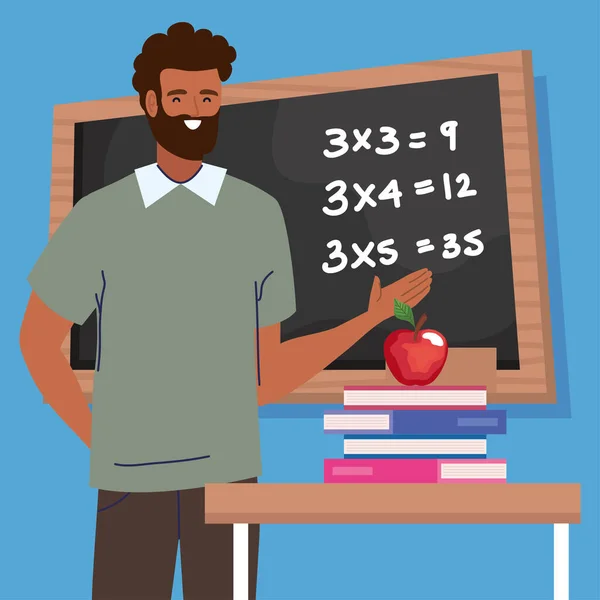 Afro učitel matematiky — Stockový vektor