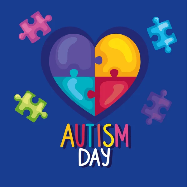 Cartaz do dia do autismo — Vetor de Stock