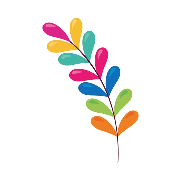 Rama colorida con hojas — Vector de stock