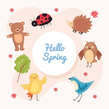 bahar hayvanları dairesel çerçeve