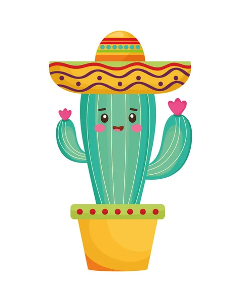 Cactu met Mexicaanse hoed — Stockvector