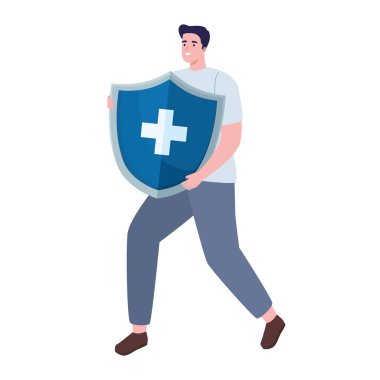 Adam tıbbi kalkanı kaldırıyor.