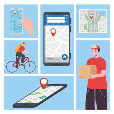 altı GPS ve dağıtım simgesi