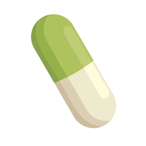 Medicamento cápsula verde — Vector de stock