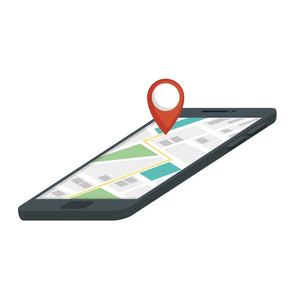 Smartphone mit GPS-App — Stockvektor