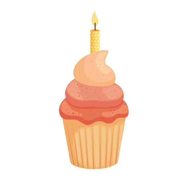 Cupcake mit Kerze — Stockvektor