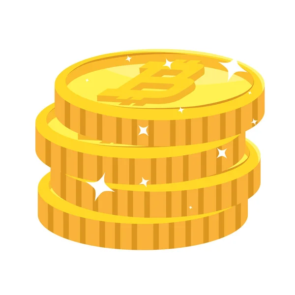 Goldene Bitcoins stapeln — Stockvektor
