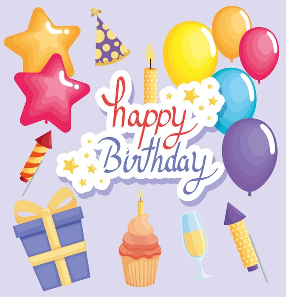 Happy birthday lettering card — Stock Vector