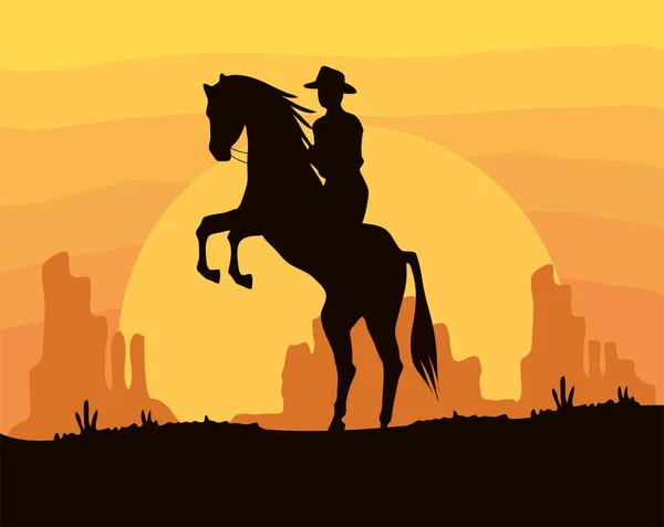 Vaquero en caballo desierto — Archivo Imágenes Vectoriales