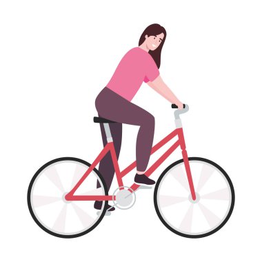 Kırmızı bisikletli kadın.