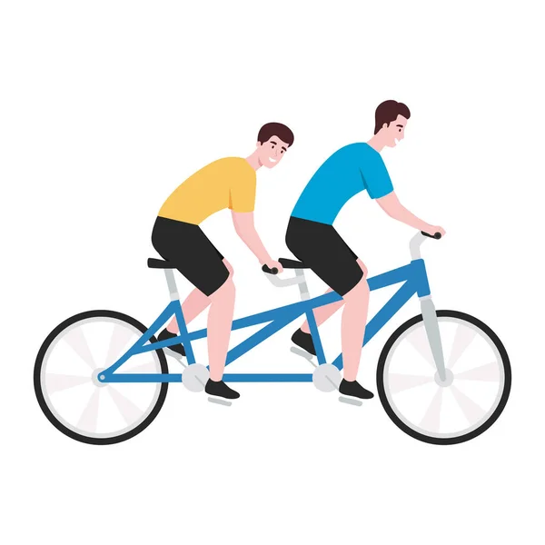 Cyclists in tandem bicycle — Stock Vector