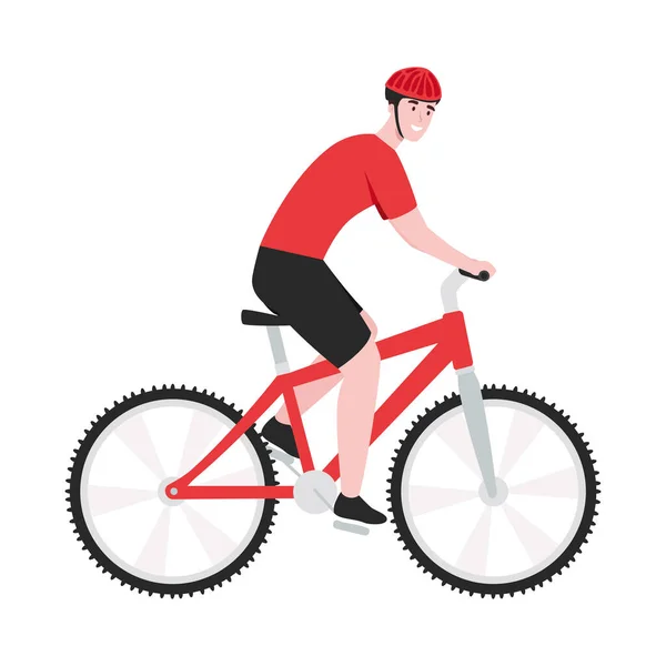 Man in red bicycle — Stock Vector