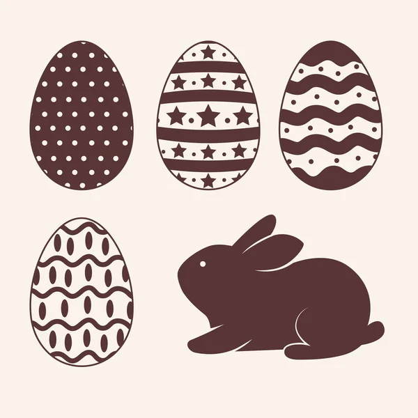 Cinq silhouettes joyeuses de Pâques — Image vectorielle