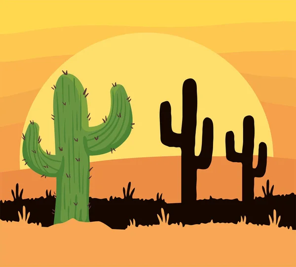 Cactus dans le désert — Image vectorielle